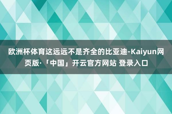 欧洲杯体育这远远不是齐全的比亚迪-Kaiyun网页版·「中国」开云官方网站 登录入口