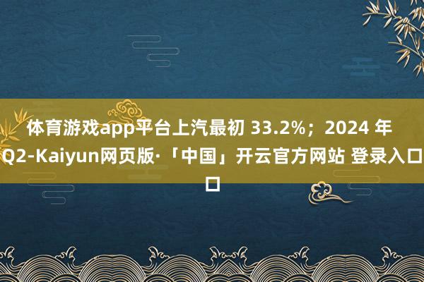 体育游戏app平台上汽最初 33.2%；2024 年 Q2-Kaiyun网页版·「中国」开云官方网站 登录入口