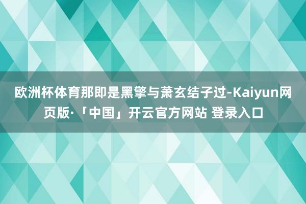 欧洲杯体育那即是黑擎与萧玄结子过-Kaiyun网页版·「中国」开云官方网站 登录入口