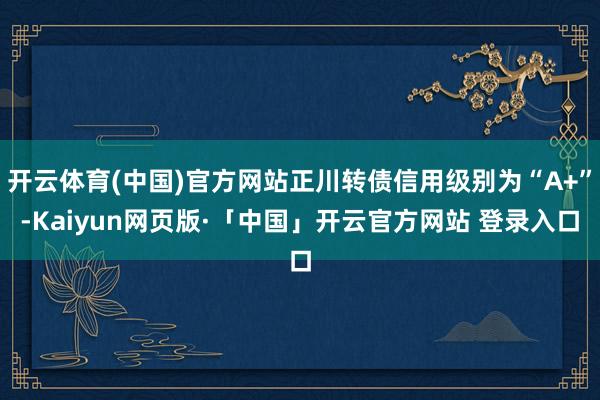 开云体育(中国)官方网站正川转债信用级别为“A+”-Kaiyun网页版·「中国」开云官方网站 登录入口