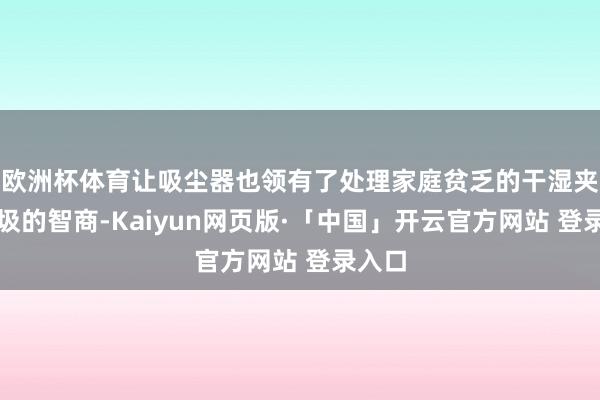 欧洲杯体育让吸尘器也领有了处理家庭贫乏的干湿夹杂垃圾的智商-Kaiyun网页版·「中国」开云官方网站 登录入口