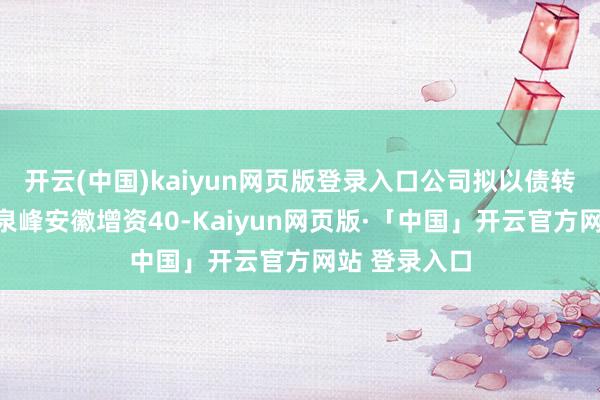 开云(中国)kaiyun网页版登录入口公司拟以债转股的神气向泉峰安徽增资40-Kaiyun网页版·「中国」开云官方网站 登录入口