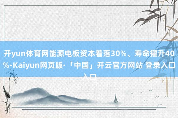 开yun体育网能源电板资本着落30%、寿命擢升40%-Kaiyun网页版·「中国」开云官方网站 登录入口