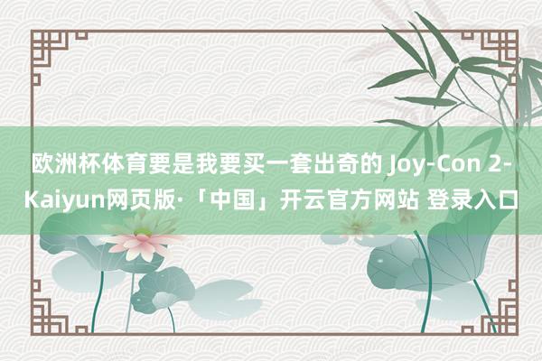 欧洲杯体育要是我要买一套出奇的 Joy-Con 2-Kaiyun网页版·「中国」开云官方网站 登录入口