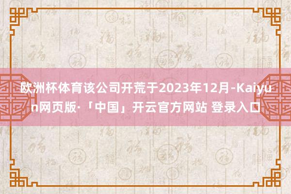 欧洲杯体育该公司开荒于2023年12月-Kaiyun网页版·「中国」开云官方网站 登录入口